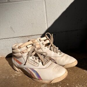 Reebok Cream High-Tops with Multicolor Accents